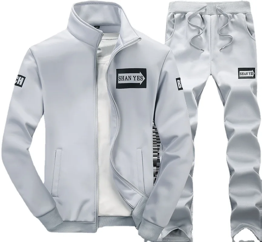 2021 Wholesale Custom Private Label Two Piece Track Suit Man Fleece Sport Wear Jogging Sweatshirt Set For Mens Training