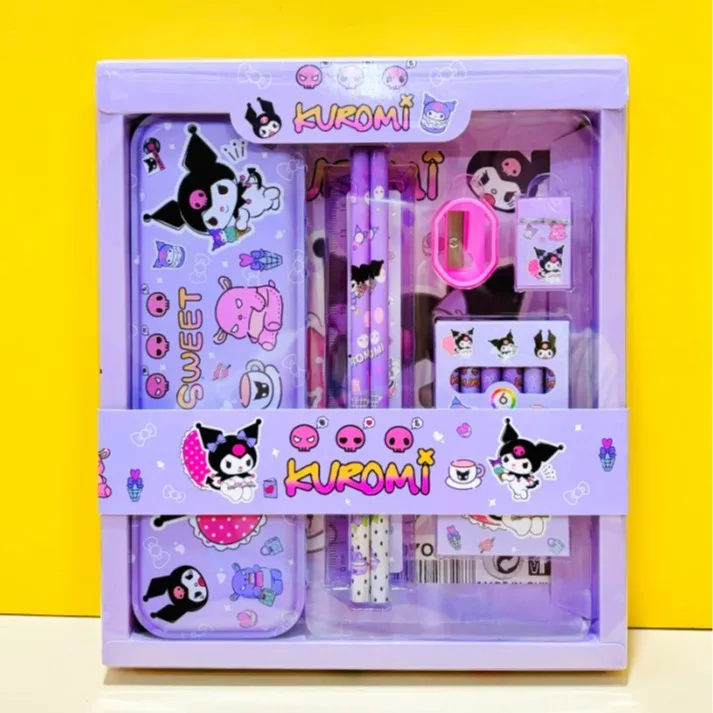 Sanrio school supplies wholesale 6 pcs stationery set with pencil box stationery items stationary accessories for kids