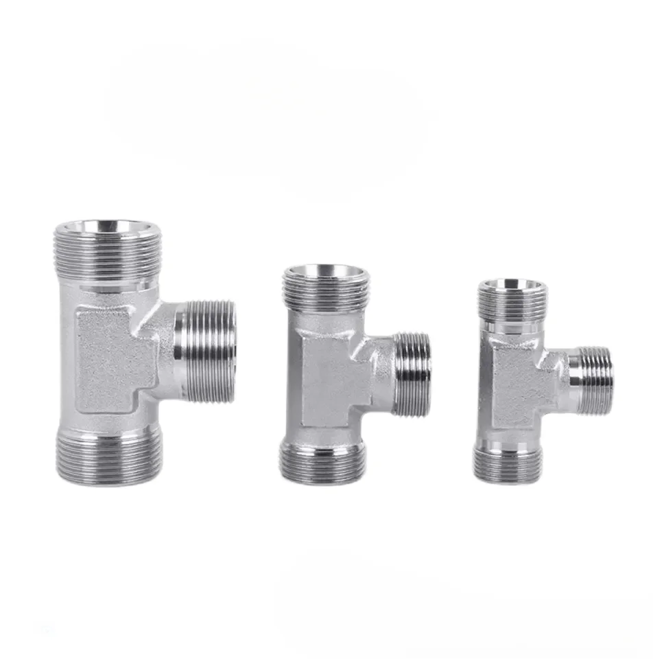 AC AD Carbon Steel Hose Fitting Hydraulic Male Threaded Equal Tee Fitting Connector