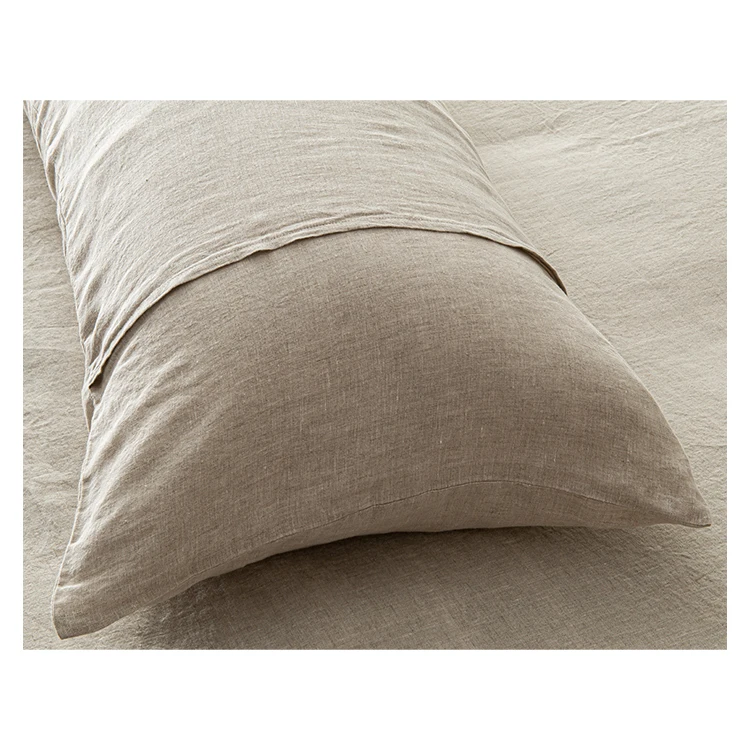 LZ  flax linen bed set stonewashed 100% linen pillow cases duvet cover white ruffled french linen bedding