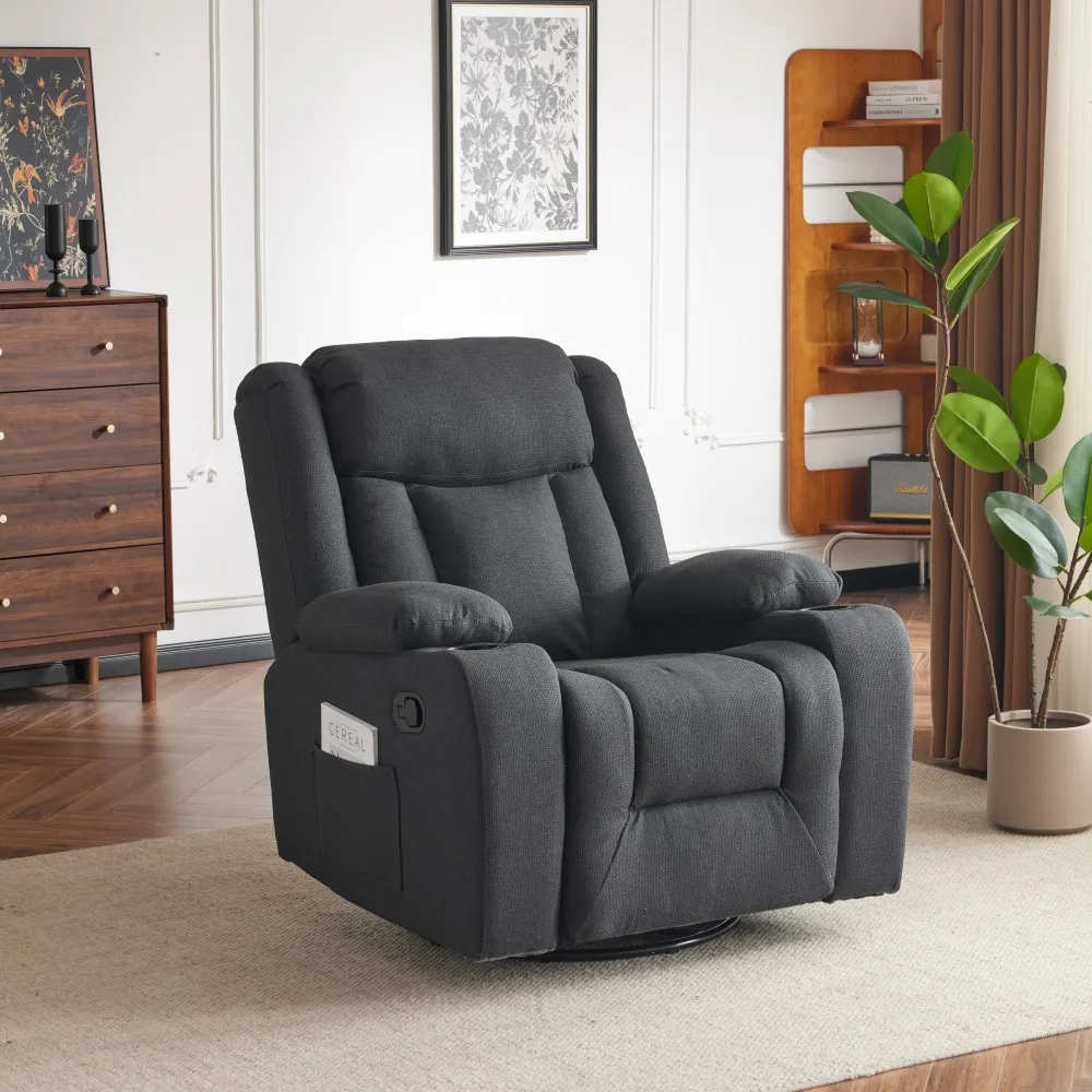 Sans Wholesale Black Fabric Single Recliner Sofa Rocking Chair Sedia Reclinabile