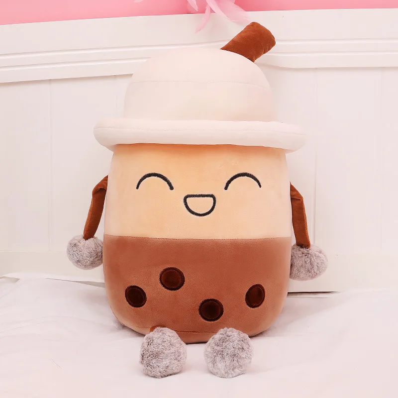 Cute Bubble Tea Stuffed Toys Ice Cream Super Soft Sleeping Pillow Boba Plush Toy