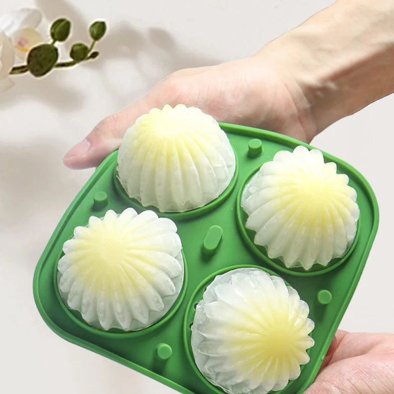 New Design Ice Cream Silicone Molds 4 Cavities Easy To Demold Ice Cube Molds Trays BPA Free Silicone Ice Mold