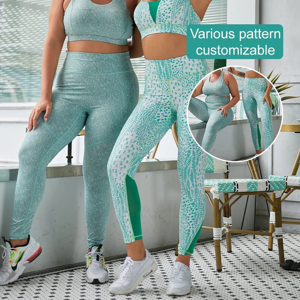 2021 Fitness Wear Sport 4XL Leggings Set Custom Workout Clothing Plus Size Yoga Outfit For Women