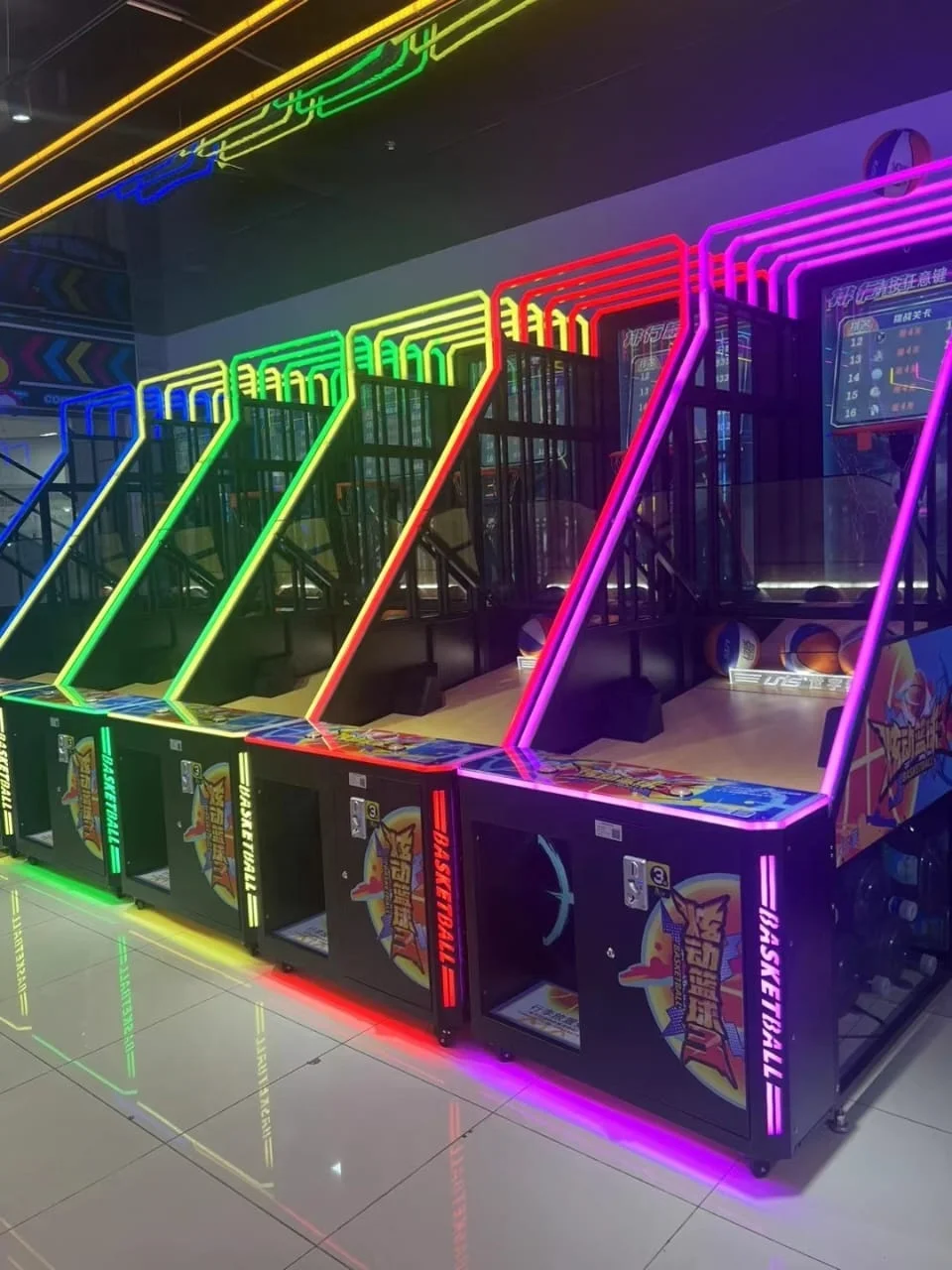 Deluxe LCD monitor basketball game machine movable basket fun street basketball game machine