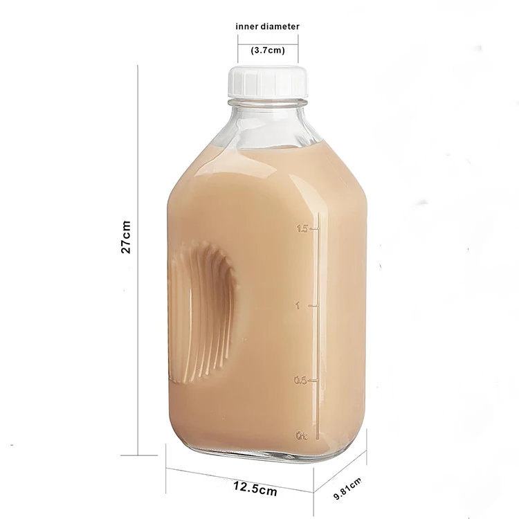 Wholesale custom logo empty milk bottle 1900ml milk glass bottle large capacity water bottles