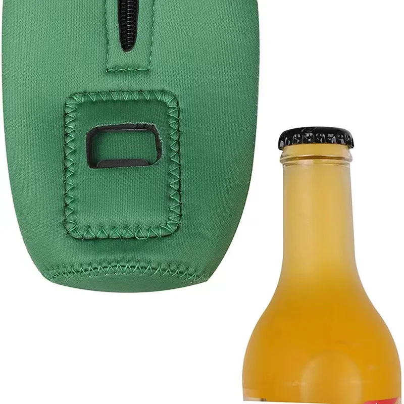 Custom 12oz Zippered Neoprene Beer Bottle Cooler With Bottler Opener  Foldable Sublimation Blank Bottler Holder