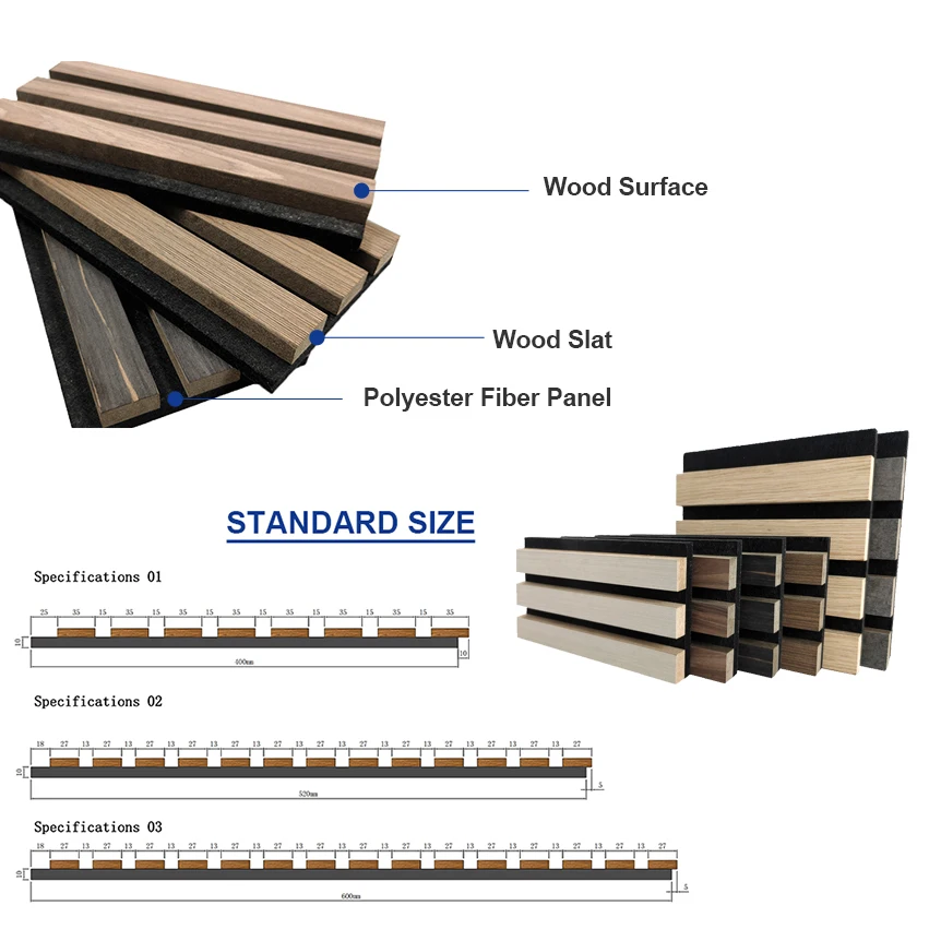 Dayin Manufacturer NEW ARRIVAL Modern simple Slatted acoustic panel on wall wood decor for living room bedroom noise reduction