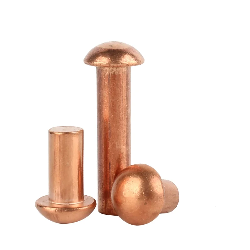 High Quality Purple Copper Round Head Solid Rivets GB867 DIN 660 Semi Round Head Solid Rivets 3mm