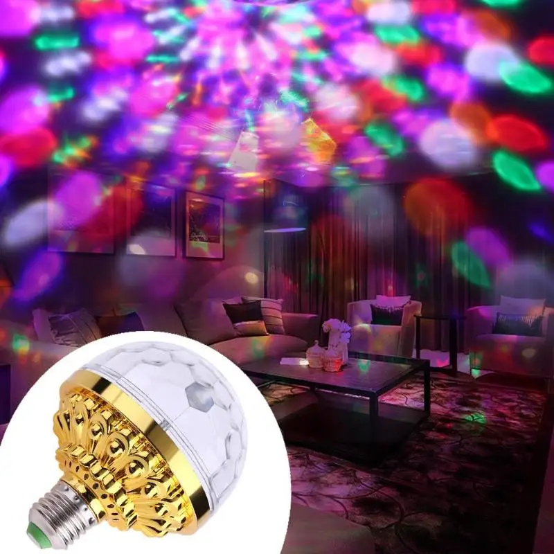 Neon Color Rotary Disco Ball Light E27 Crystal Magic Lamp 3W Colorful Projection Lamp DJ KTV Bar Mini Move Head Stage Light