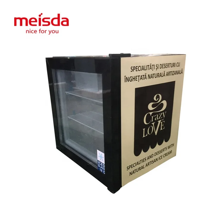 Meisda SD55 55L Single-Temperature Glass Refrigerator Popsicle Countertop Small Display Freezer for Ice Cream Store Use Sale