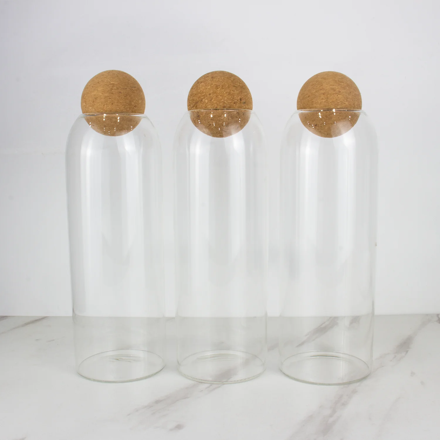 2022 hot sell borosilicate kitchen storage glass jar set spice container Jar with Bamboo Lid