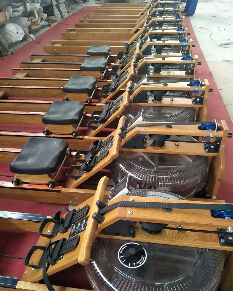 Wholesale manufacture Foldable Wooden Rower  Machine Cardio Machine Water Rowing machine