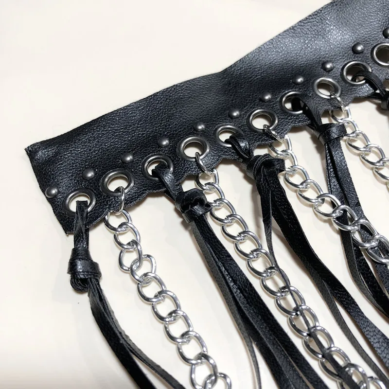 Factory cut tassel leather tassel drop chain fringes PU leather tassel lace trimes clothing decorative accessories