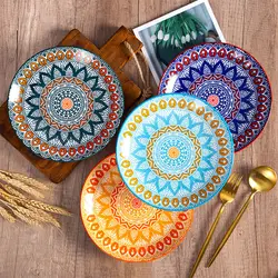 New hot-selling new bohemian Italian Moroccan style high-end printed ceramic new bone china dinner plate