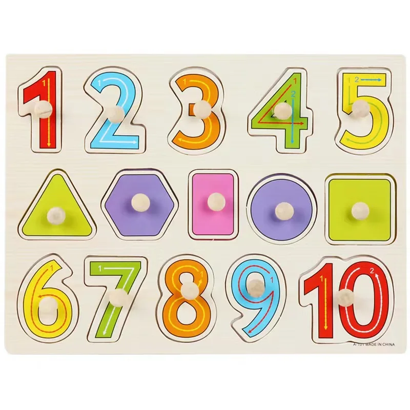 2023 the Popular Wooden Puzzles for Toddlers 1-3 Kids Animal Wooden Jigsaw Puzzles with Handles Montessori Toys Birthday Gifts