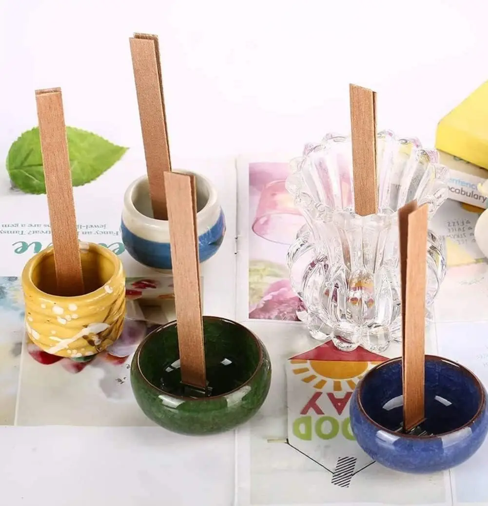 100pcs Wood Wicks for Candles, Wood Wicks for Candles Making Smokeless Trimmer Natural Crackling Wooden Wicks for Candle Making