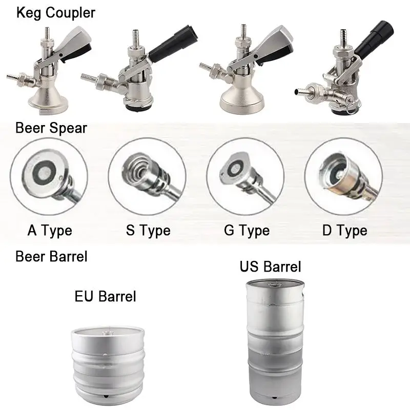 US Standard Slim 10L/15L/20L/30L/60L Beer Barrel Stainless Steel Beer Keg Sankey Keg With A-D-S-G Spear for Brewing Draft Beer