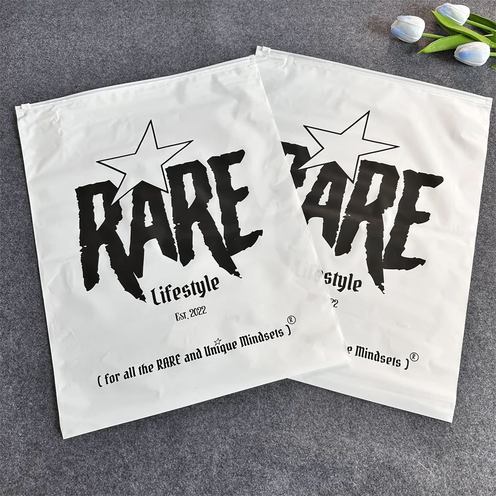 Hot Sale Custom White Plastic Packing Bag Lock Zipper Bags Wholesale Poly Ldpe Frosted Clothing Dress Zip Bag With Logo Printed
