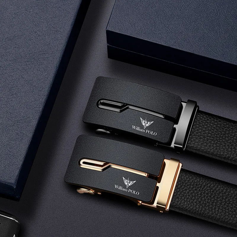 WILLIAMPOLO Men Belt Strap with Automatic Buckle Fashion Designer Trendy Leather Men Belt Cow Hide Supplier Customized Belt Men