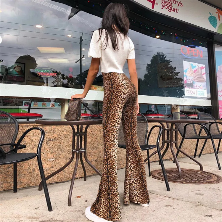 
Sexy Leopard slim fit ladies flare pants boho skinny women flare pants women 