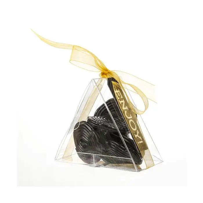 Custom design foldable triangle shape Crystal clear box plastic Gift Boxes food grade  Pet cake food box