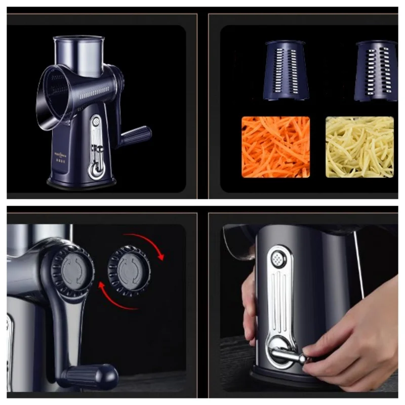 Multi-functional Vegetable Cutter Hand Crank Roller Vegetable Cutter Scrubber Slicer Potato Slicer