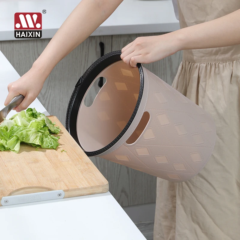 Haixin wholesale multifunctional household plastic waste bin trash can dust bin garbage waste bin