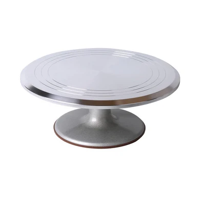Silver Rotating Aluminium Alloy Cake Turntable Non-Slip Silicone Cast iron Base Multicolor Cake Stand For Bakery KItchenware