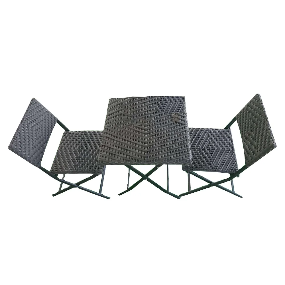 Economic Garden Rattan Outdoor Furniture Wicker Dining Folded Table Chairs Set Iron Modern Vietnam Easy Carrying 1*40HQ