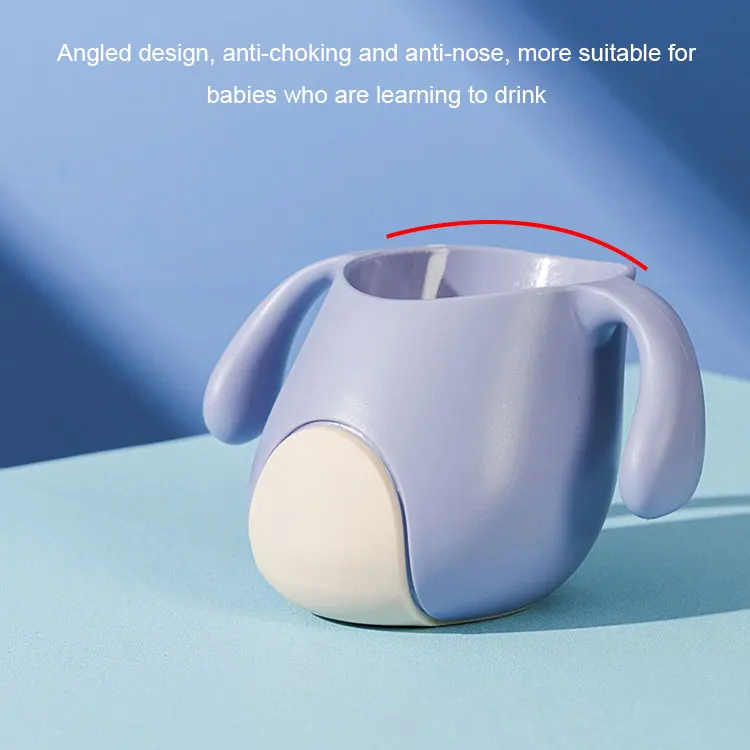 OEM/ODM 14*8cm 180ml New Bevel Angle Spill Proof Double Handle Drinking Learning Brush Teeth Food Grade Silicone Baby Cup