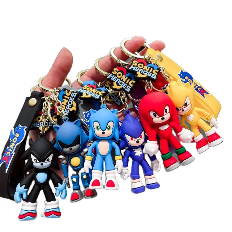 Creative Comic Soft Pvc Keyring Anime Character Key Chain Cute Cartoon 3D Figure Rubber Hedgehog So nic Keychain