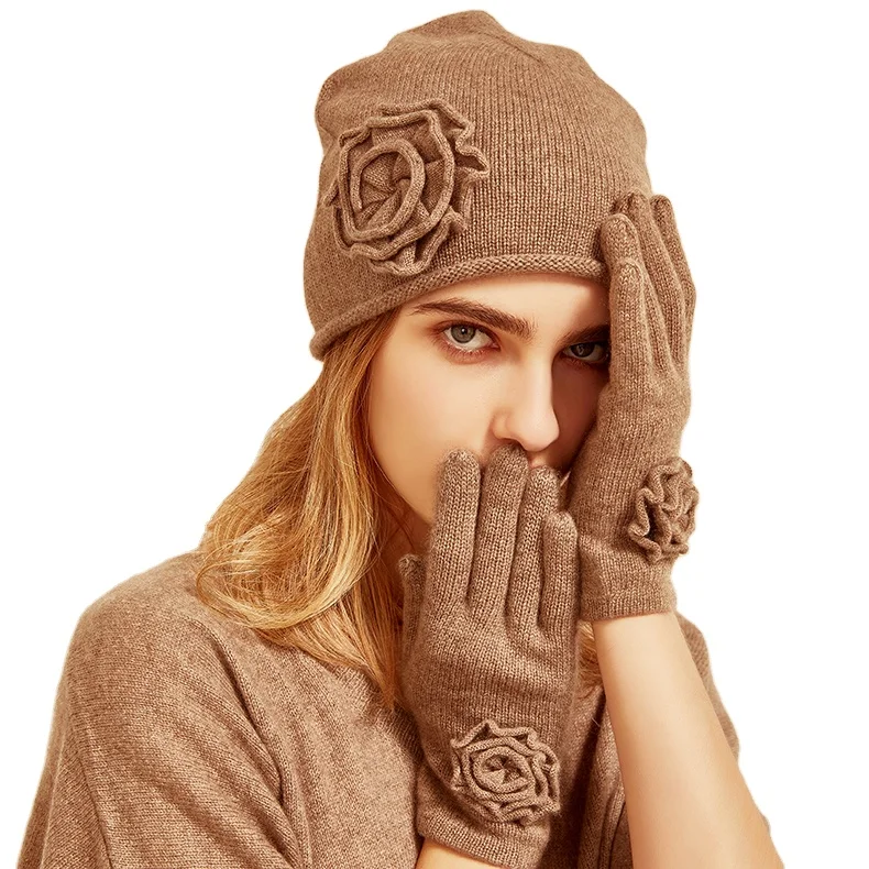 Women cashmere beanie winter hats custom designer Knitted bennie caps with custom logo