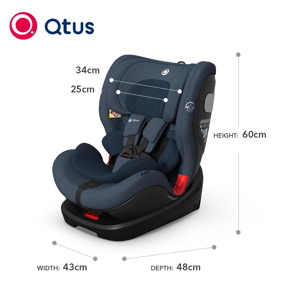 Qtus Q22 ARES 360 Degree Rotation Baby Safety Car Seat, Removable Cushion Pads From Newborn  to 12 Years, ECE Certification