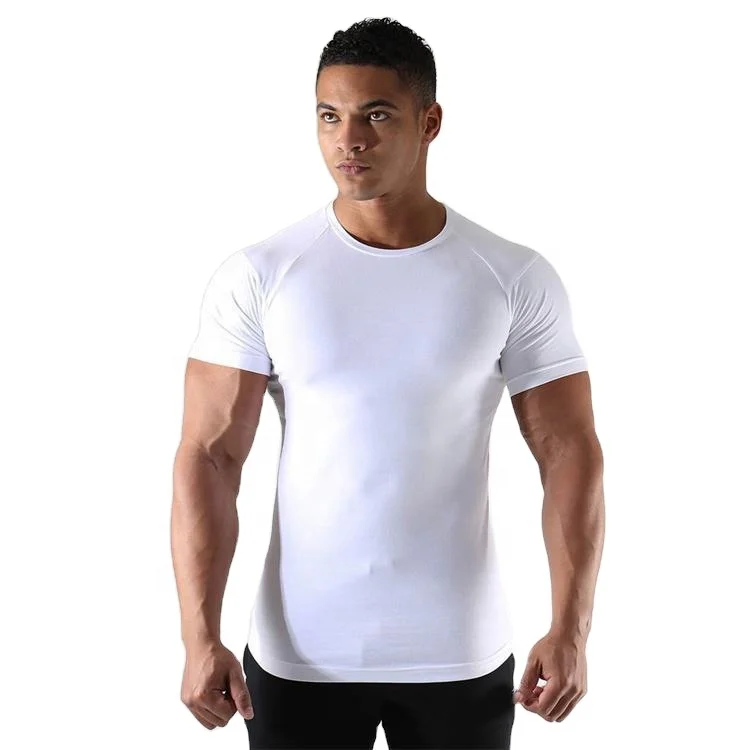 Mens T-shirts Custom Sports 100% Cotton Gym Fitness Round Neck Short-Sleeved Elasticity Quick-drying Breathable Wicking  T-shirt