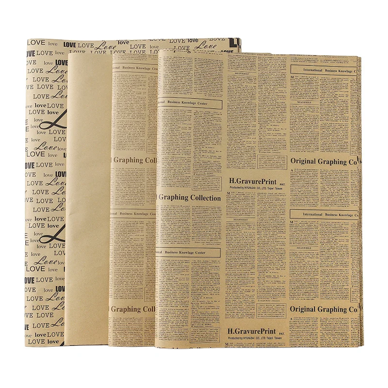 New arrival Gift wrapping paper newspaper print flower wrapping paper