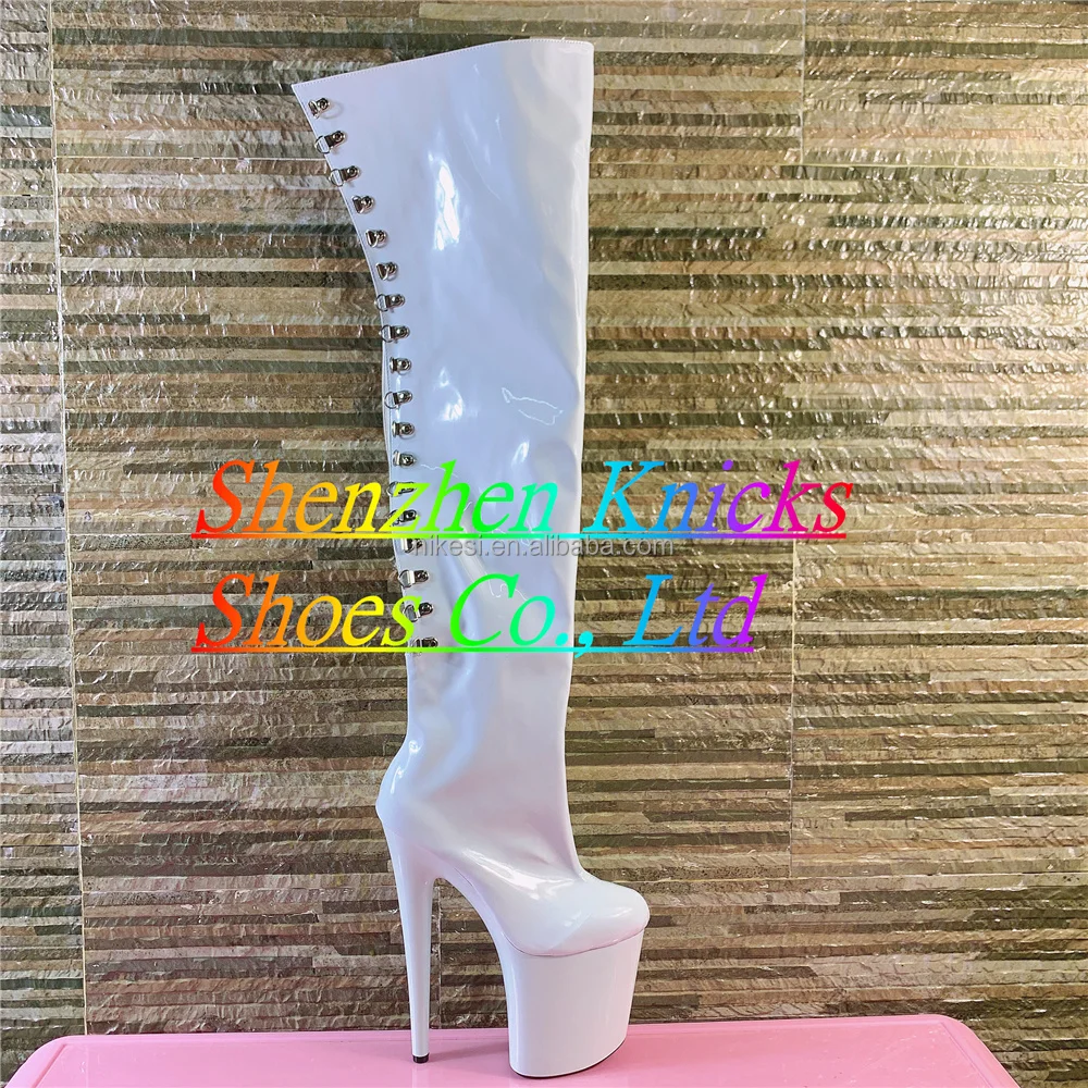 Женские сапоги до колена для ночного клуба, пикантные высокие модные сапоги, 20 см