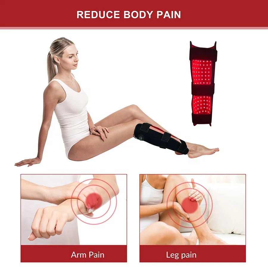 Home use 19.6W cost-effective red near-infrared light therapy belt knee pain brace with side stabilizers