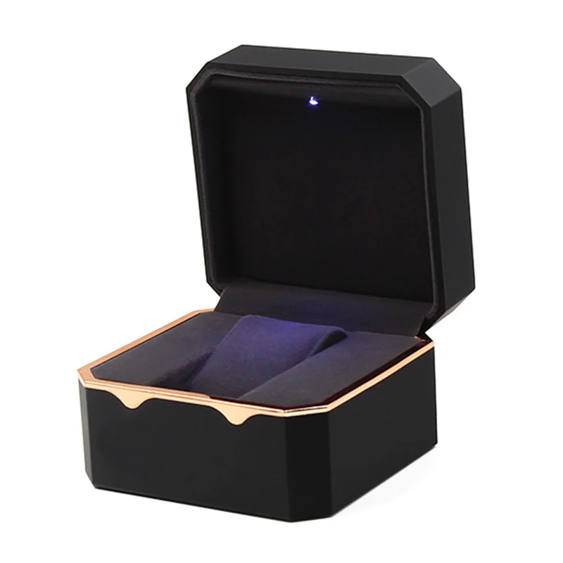 Luxury watch box Octagonal gold-rimmed watch box with light, high-end led watch storage box private customization