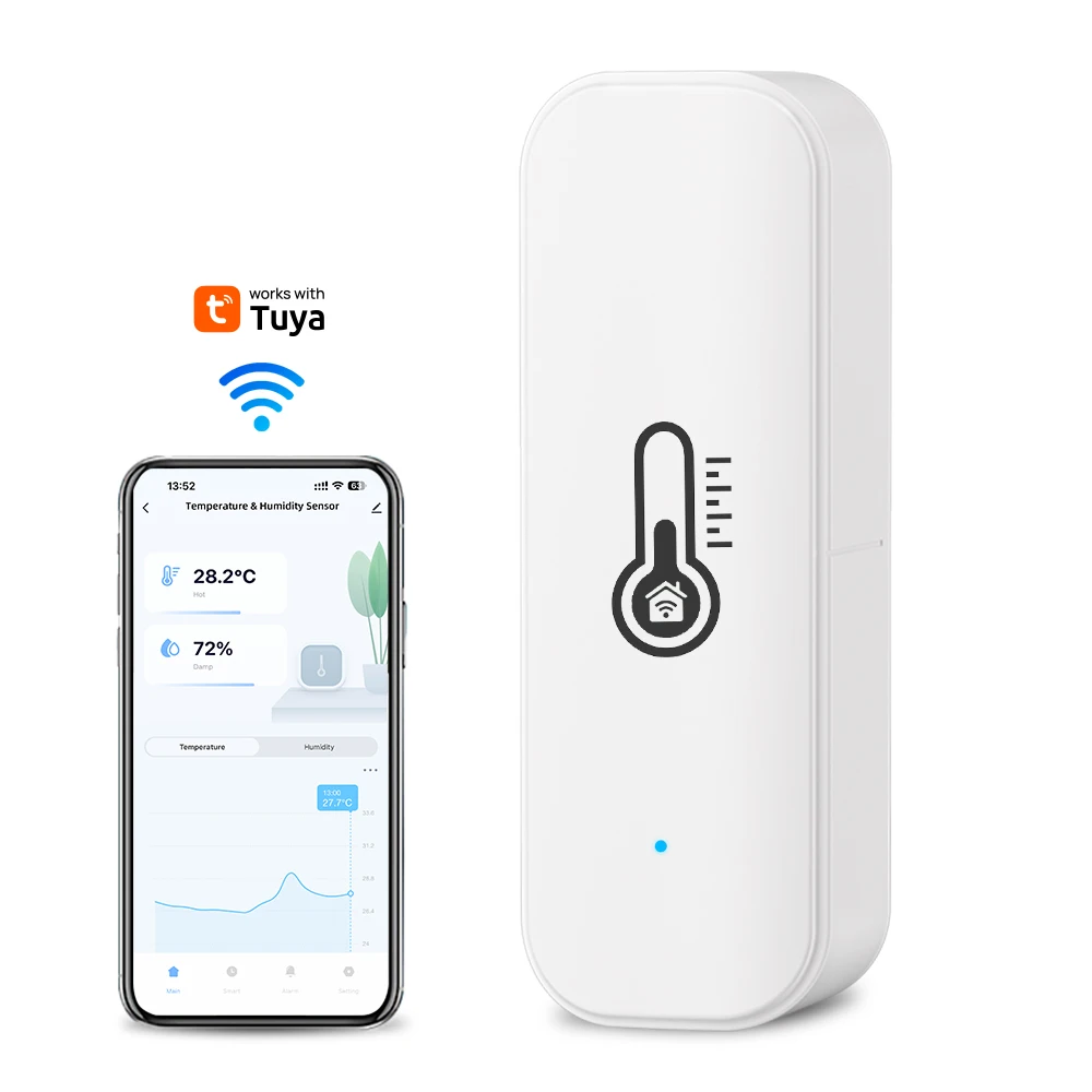Wireless Tuya Wifi Climate Sensor with Temperature and Humidity Measurement and With APP notification alerts