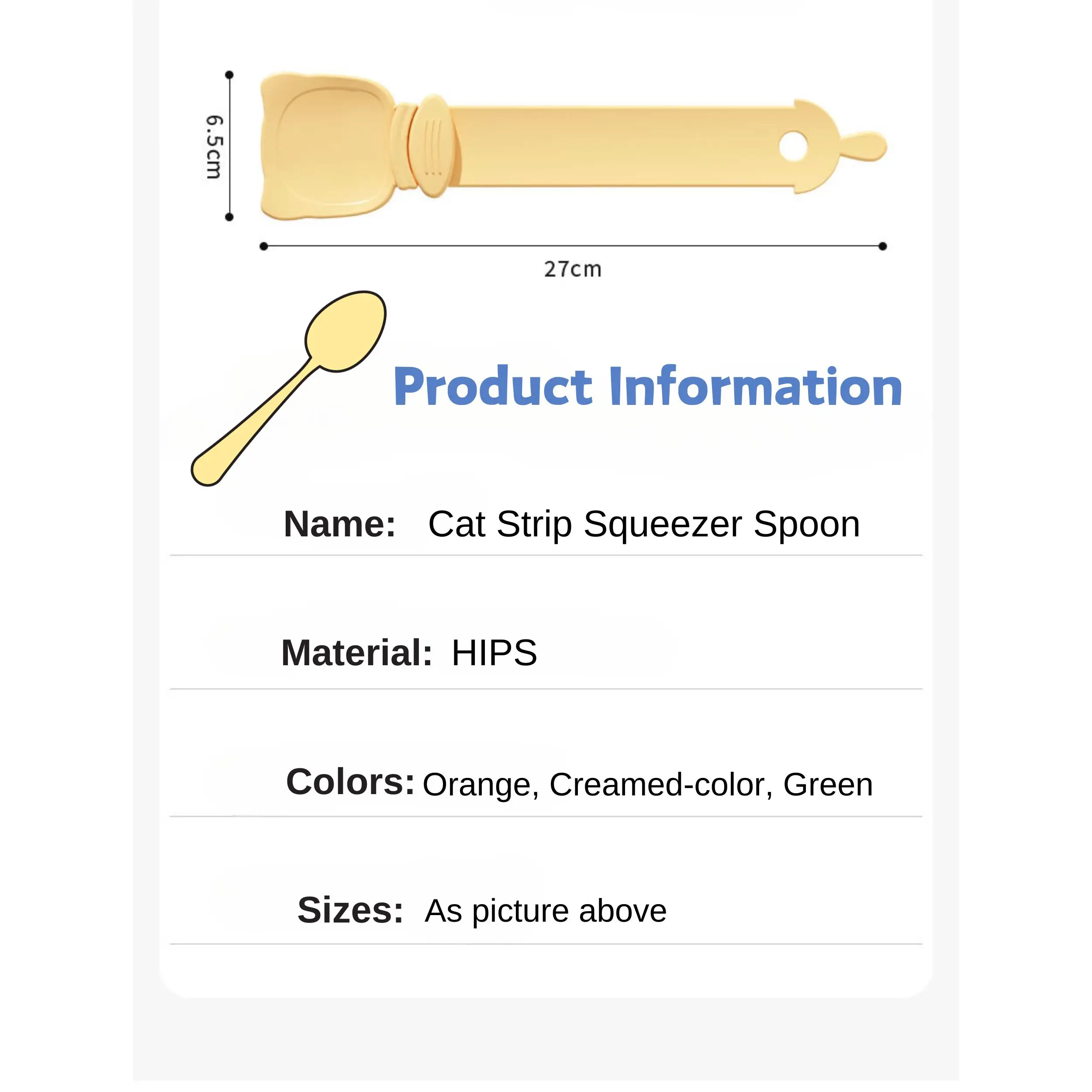 New Arrival Cat Treats Strip Spoon HIPS Paste Food Squeezer Cat Feeder