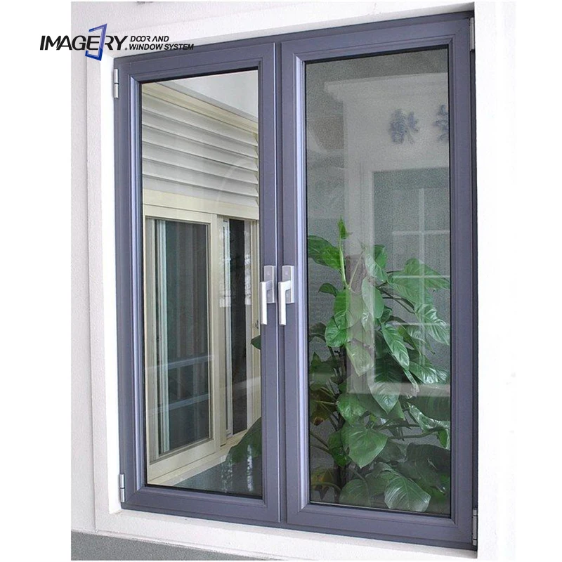 Aluminium alloy profile frame hurricane impact triple glazed aluminium windows casement windows with grill design