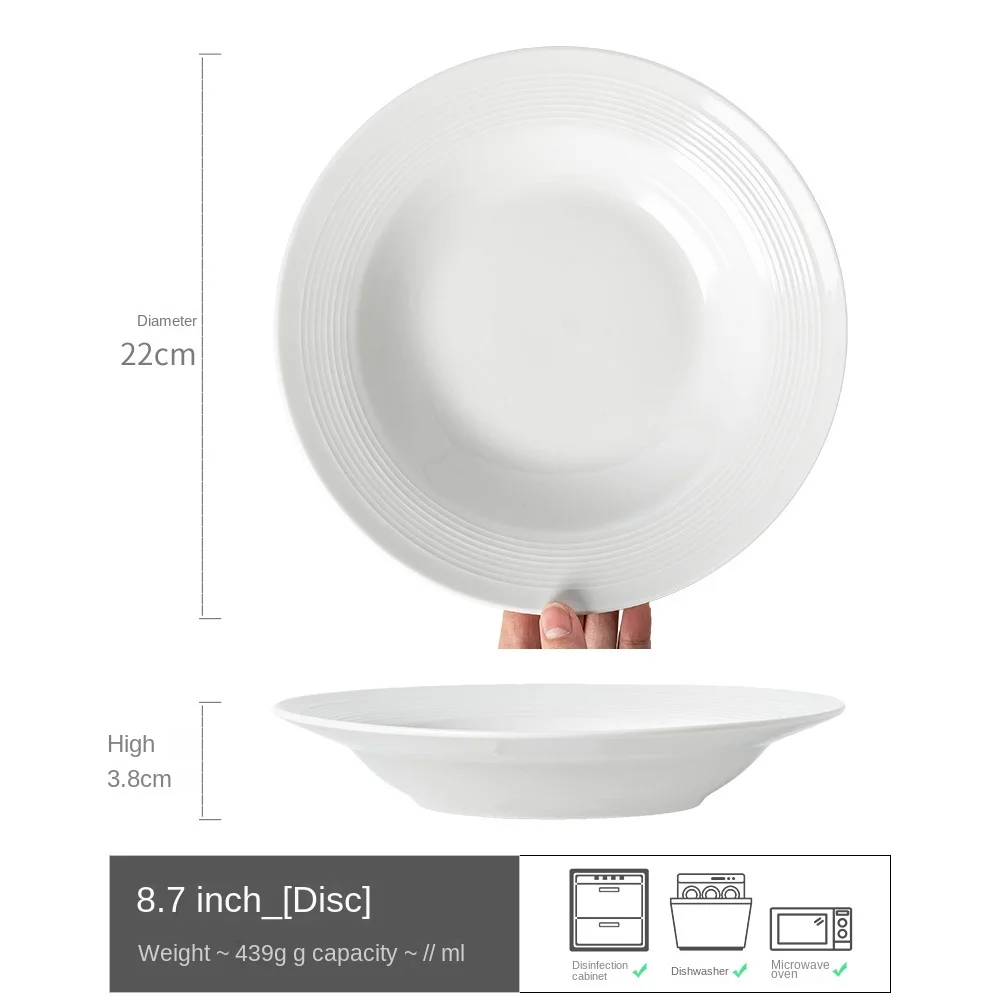 High-Grade Japanese-Style White Ceramic Straw Hat Plate Premium Dinner Plate Tableware for Parties Wholesale Dish Plate Serving