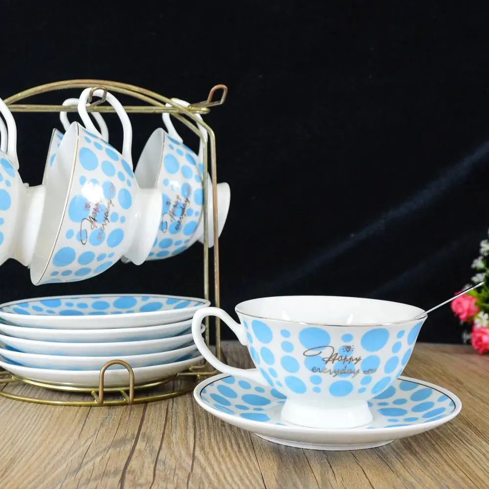 Antique Customized Fine Porcelain Ceramic Coffee Cups And Saucers 12-piece