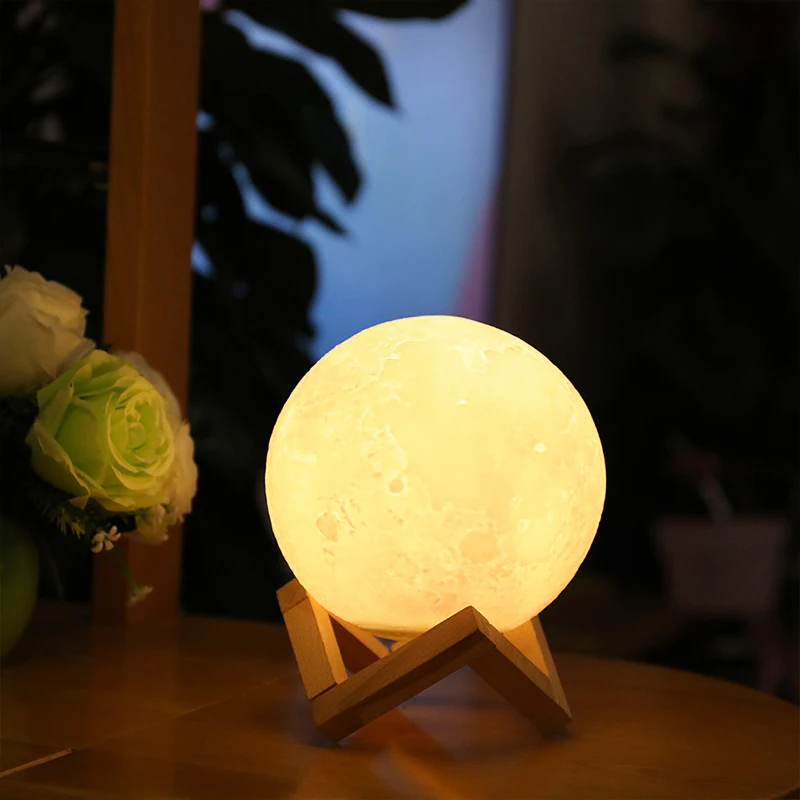 Good design Touch Table Desk Lamp Changing Lights Led 3D Moon Night lamp with Acrylic ball & ABS Base & USB Charger