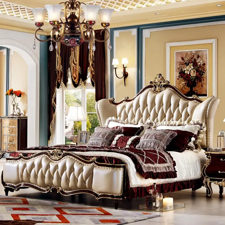 Bedroom Set Featuring French Style Sleigh Platform Bed