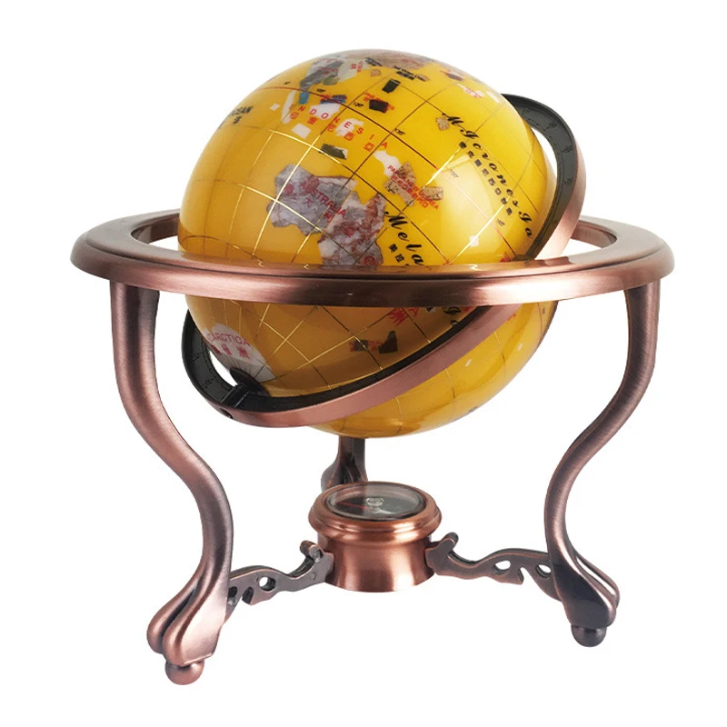 Large floor Unique Art Petrol Globeri Big Size Desktop Kaaba Huge Luxury World Globe Metallic Gemstone Home Decorative Globe