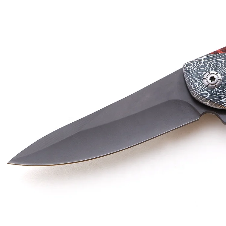 Stainless steel handle knifes folding blade camping hunting knife