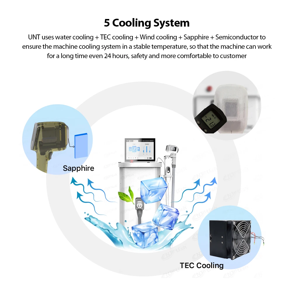 UNT 755nm 1064nm 808nm diode laser hair removal deplication laser machine