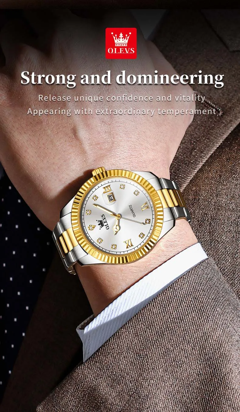 OLEVS 3623 accurate guangzhou men quartz watch hot sale steel strap water proof date display Simple business wrist watch